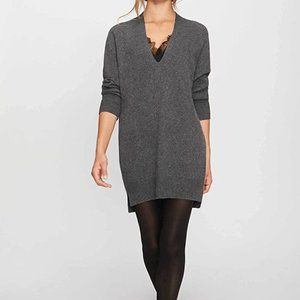 NEW Brochu Walker Lace Looker Cashmere Mini Sweater Dress Charcoal/Black Lace